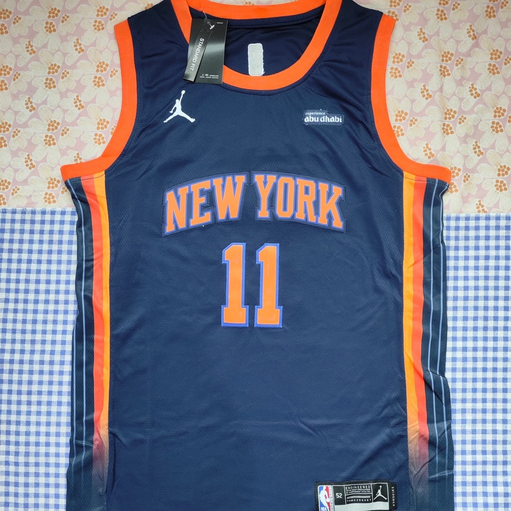 NBA New York Knicks Navy Blue and Orange #11 Jersey - Jordan Brand - Picture 1 of 6